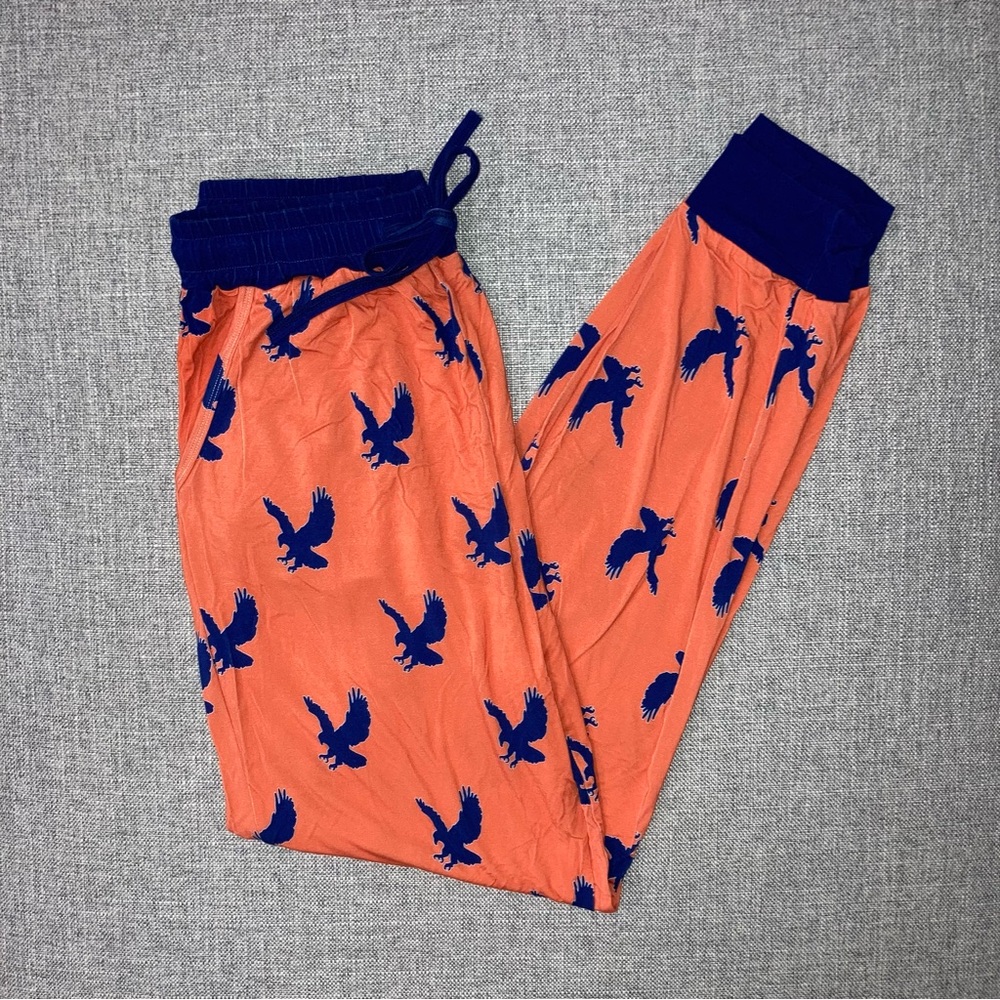 KB Bamboo size small adult blue and orange eagle pj pants EUC